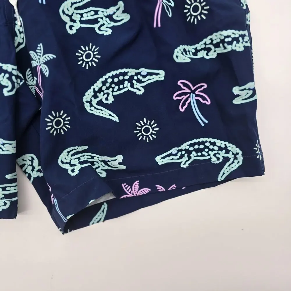 Chubbies Swim Trunks Mens L 7 Inch Neon Glades Alligator Shorts Boxer Liner